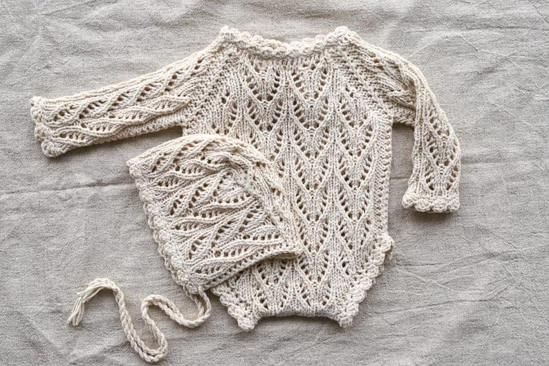 Knitted romper and bonnet