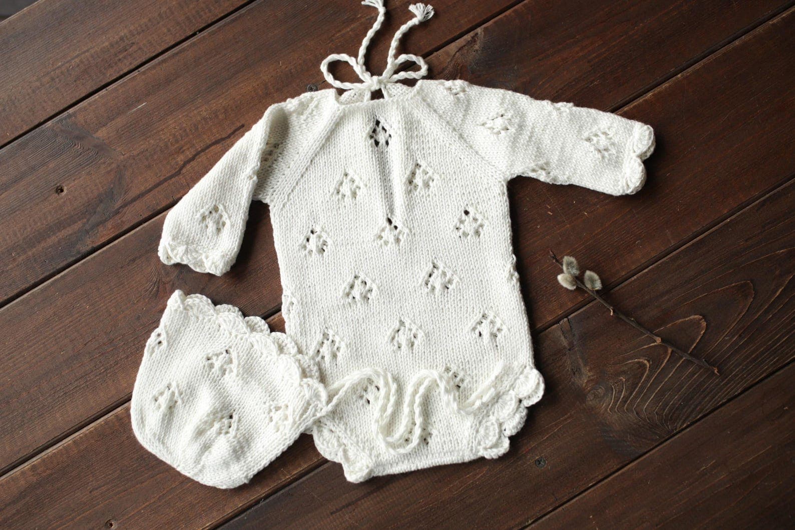 Knitted romper & bonnet